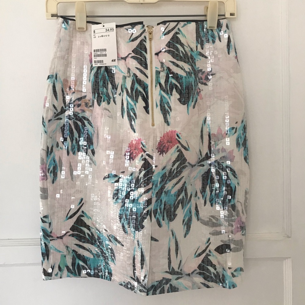 NWT Sequined floral print pencil skirt